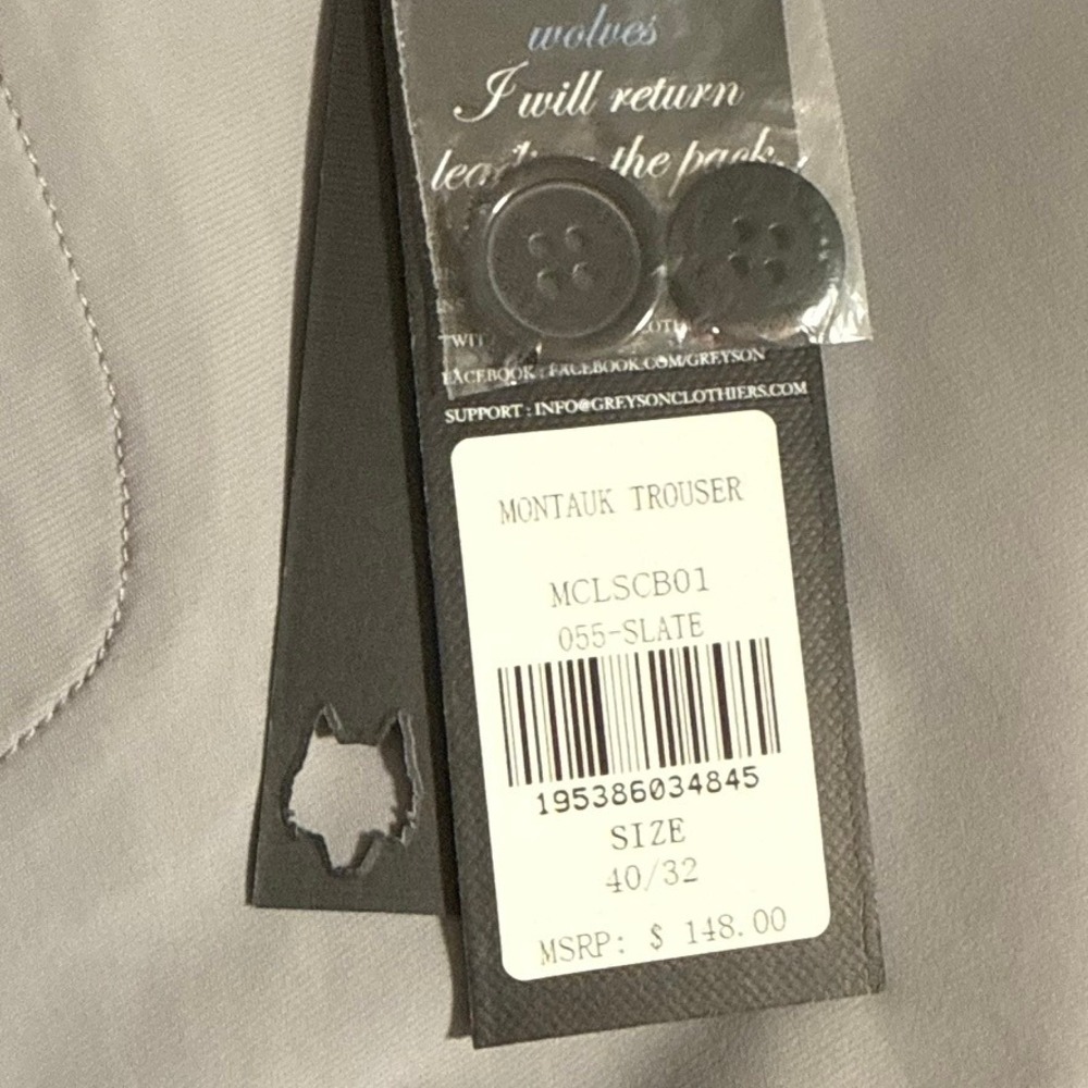 Greyson Montauk Trouser Mens 40x32 Slate Grey‎ Performance Golf Pants NWT Office - Picture 7 of 12